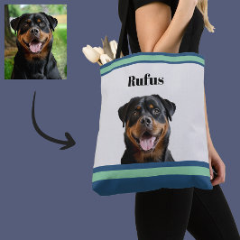 Söt Stil Personlig Hund Husdjur Foto Grön Blå Tygkasse