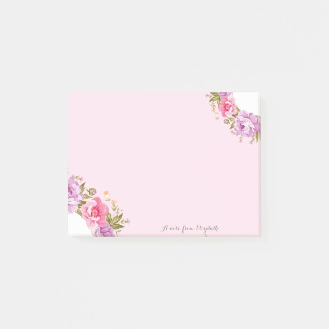 Söt Stilfull Chic Blommig -Personlig Post-it Block (Framsida)