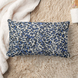 Söt Stilfull Elegant Blå Leopard Djurtryck Lumbarkudde