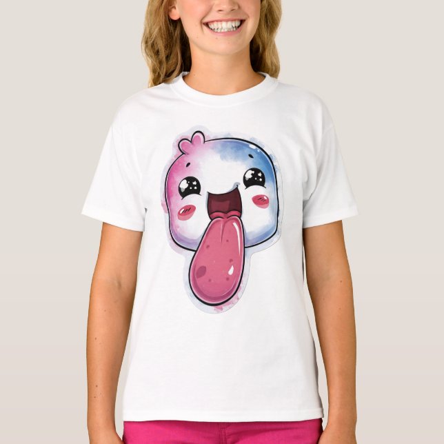 Söt stjärnkaraktärsgrafik Ljusblå t-shirt (Framsida)