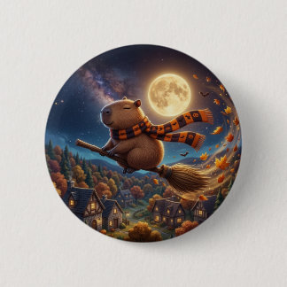 Söt stjärnklar natt flygande kvast Capybara Pin Knapp