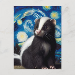 Söt stjärnklar natt skunk vykort