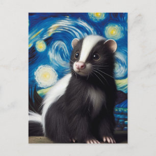 Söt stjärnklar natt skunk vykort