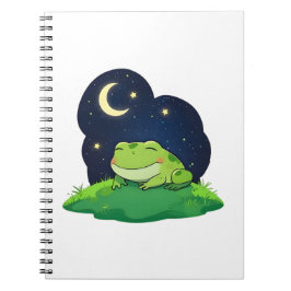 Söt stjärnskådande groda Kawaii natt himmel design Anteckningsbok