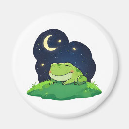 Söt Stjärnskådande Groda Kawaii Natt Himmel Design Magnet