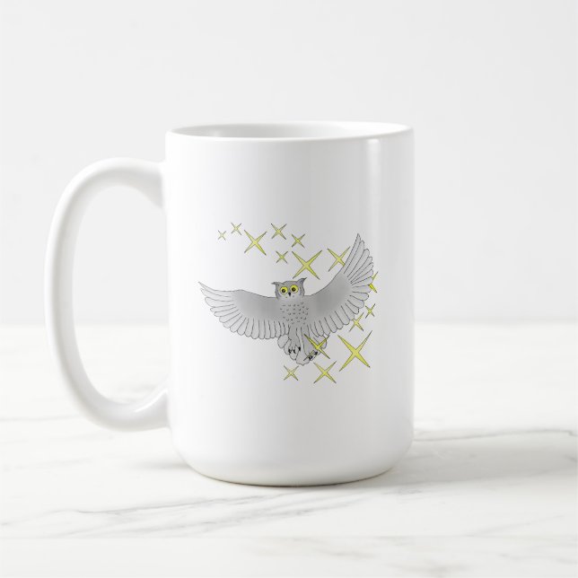 Söt stjärnuggla konst kaffemugg (Vänster)