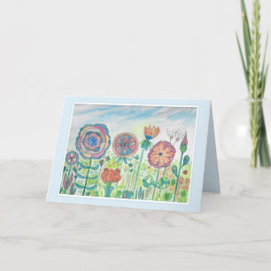 Söt Stollig Flowers Watercolor Kort