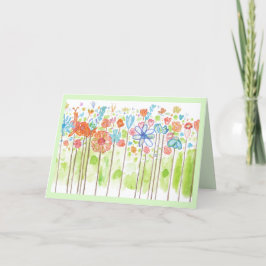 Söt Stollig Flowers Watercolor Kort