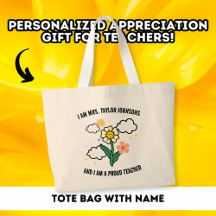 Söt stolt lärare specialdesignad stor blomtoteväsk