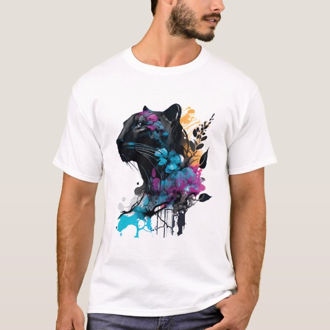 Söt Stor Svart Katt T Shirt (Framsida)