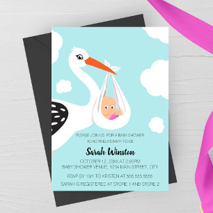 Söt Stork Bebis Bjudning Inbjudan