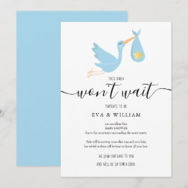 Söt Stork Bebisdopp Avbeställningskort Inbjudningar