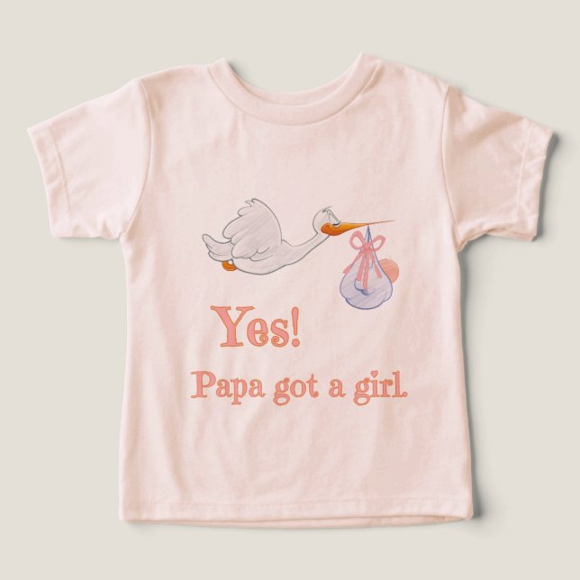 Söt stork, ja, Pappa fick en flicka T Shirt (Design Framsida)