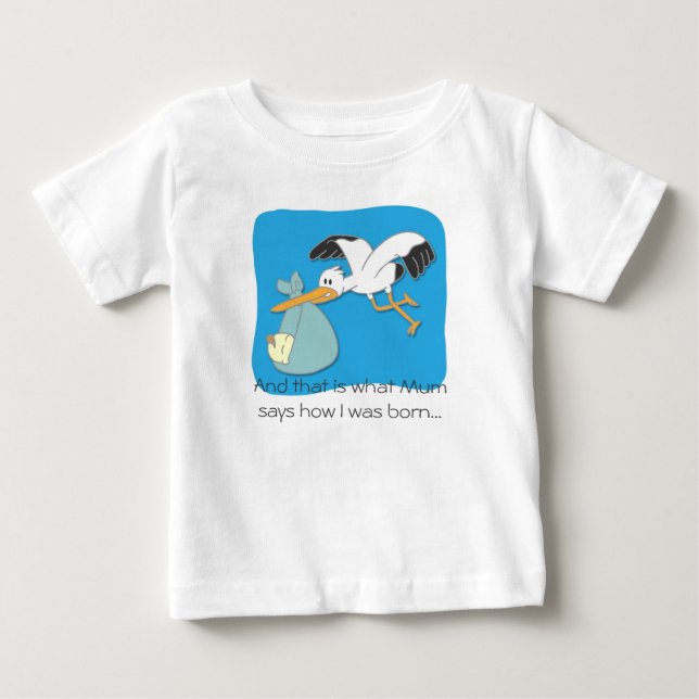 Söt stork som bär barn serie t-shirt (Framsida)