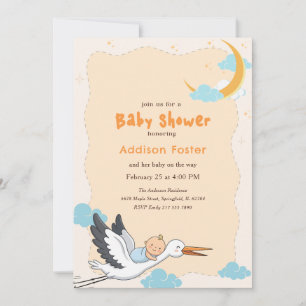 Söt stork Special Leverans Baby Shower Inbjudningar