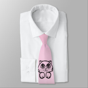 Söt storögd katt rosa slips