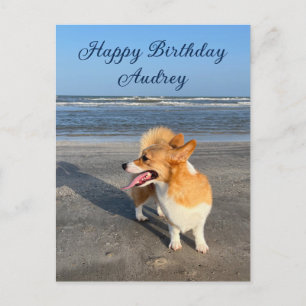 Söt strand corgi Personlig Glad födelsedag Vykort