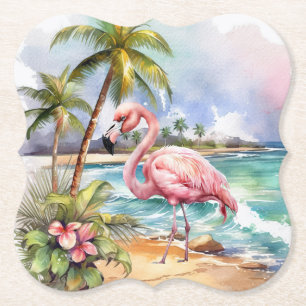 Söt strand rosa flamingo fest underlägg papper