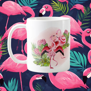 Söt strand rosa flamingos add namn Coffee Mugg