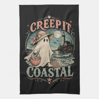 Söt Strand Spök Skum Kust Halloween Kökshandduk