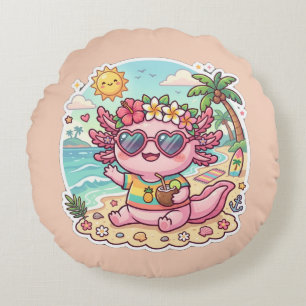 Söt strandaxolotl sommarlov rund kudde