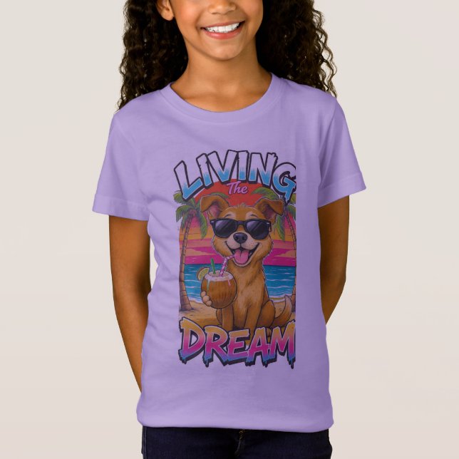 Söt strandhund sommar t-shirt (Framsida)