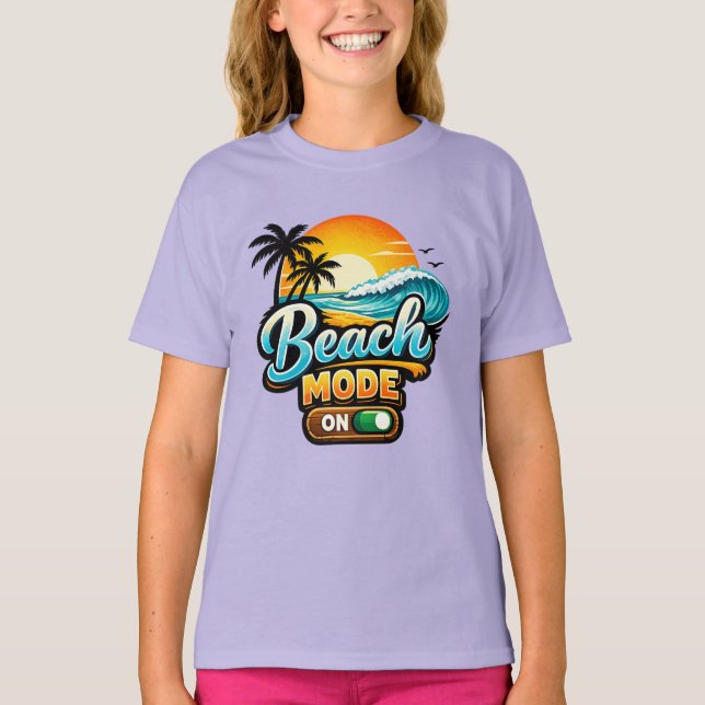 Söt strandmode sommarlov flickor t-shirt (Framsida)