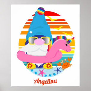 Söt strandtomte med enhörningsflotte poster