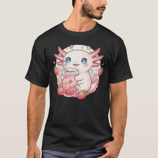 Söt Strawberry Axolotl Kawaii Konst T Shirt