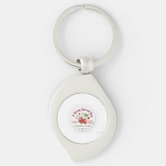 Söt Strawberry Baby Shower & Första Födelsedag Swirl Silverfärgad Nyckelring