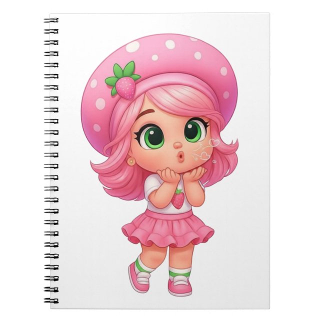 Söt Strawberry Flicka Chibi Anteckningsbok (Framsidan)