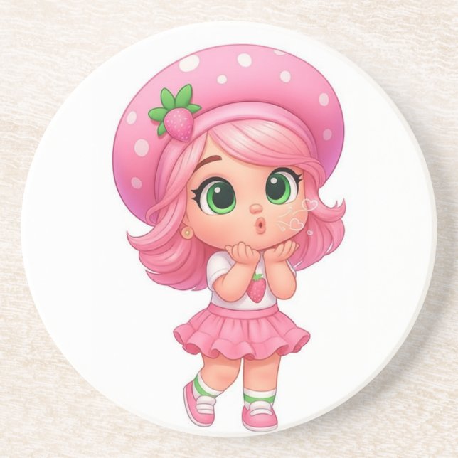 Söt Strawberry Flicka Chibi Underlägg (Framsidan)