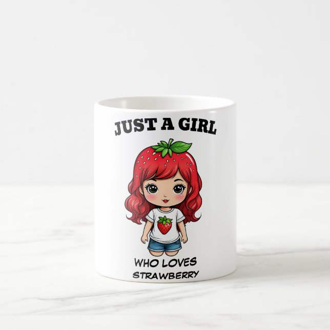 Söt Strawberry Flicka Kawaii Konst Kaffemugg (Center)