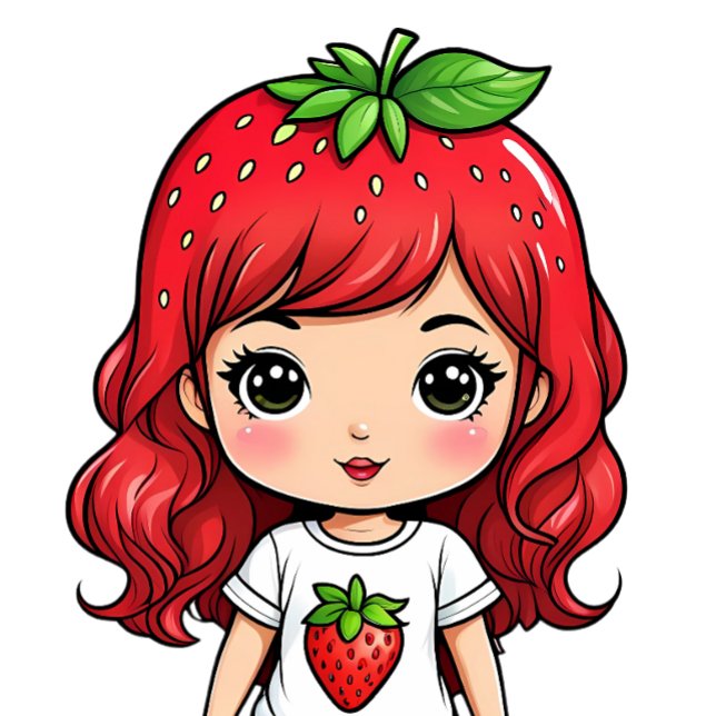Söt Strawberry Flicka Kawaii Konst T Shirt (Skapare uppladdad)