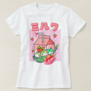 Söt Strawberry Milk Groda Konst T Shirt