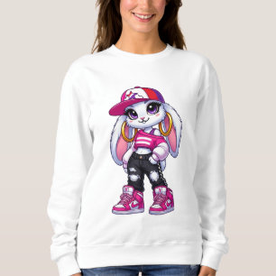 Söt Street Style Kanin Tröja 🐰💖✨ Trendig