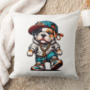 Söt streetwear Bulldog-valp Baby barnrum 50cm Kudde