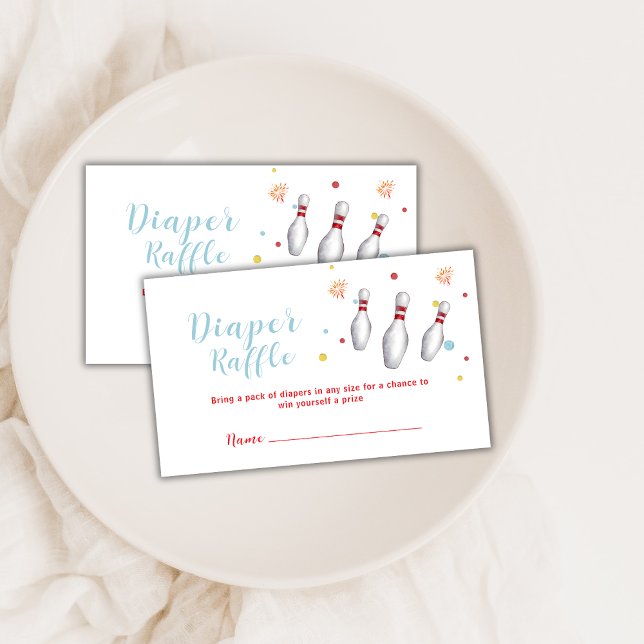 Söt Strike Up Bowling Blöja Lotteri Barnkalas  Tilläggskort (Cute Strike Up Bowling Diaper Raffle Baby Shower Enclosure Card)