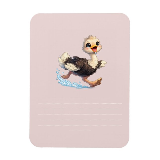 Söt Struts Glad Äventyr Illustration Magnet (Vertikal)