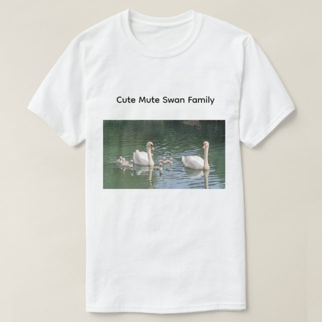 Söt stum svanfamilj t shirt (Design framsida)