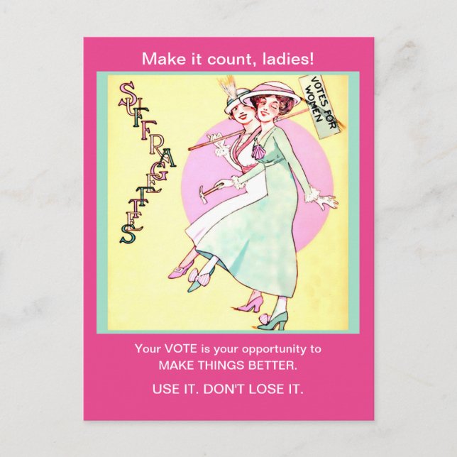 Söt Suffragette Women Voters vintage ändrades Vykort (Framsida)