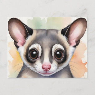 Söt Sugar Glider i en drömlik akvarell Vykort