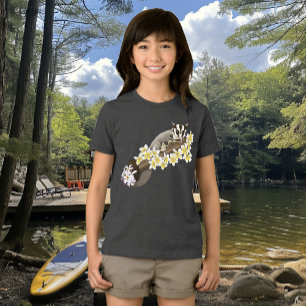 Söt Sugar Glider Tropiska Plumeria Blommor Blå T Shirt