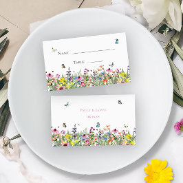 Söt Summer Wildblommblommor Bröllop Placeringskort