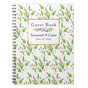 Söt Summertime Flowers Bröllop Guest Bok Anteckningsbok Med Spiral