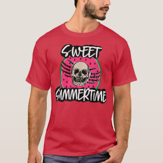 Söt Summertime Skeleton sommarvibes Watermelon  T Shirt