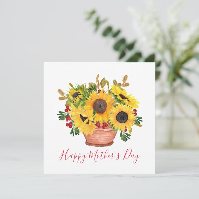 Söt Sunblommor Bouquet Mors dag Card Kort (Stående Fram)