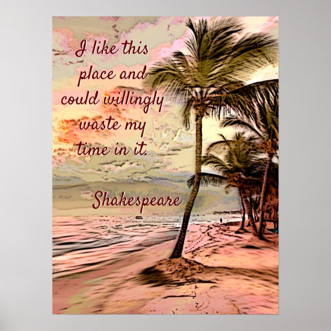 Söt Sunrise Beach Handflatan Shakespeare-citat Poster (Framsidan)