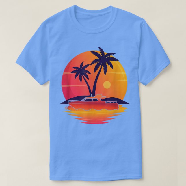 Söt Sunset Motor Boat Kapten T Shirt (Design framsida)