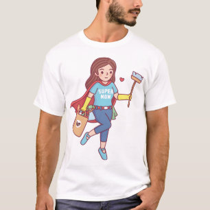 Söt super mamma med städverktyg och dagligvaror F T Shirt
